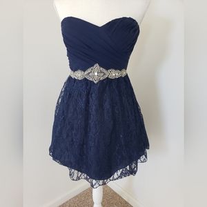 My Michelle Blue Strapless Dress